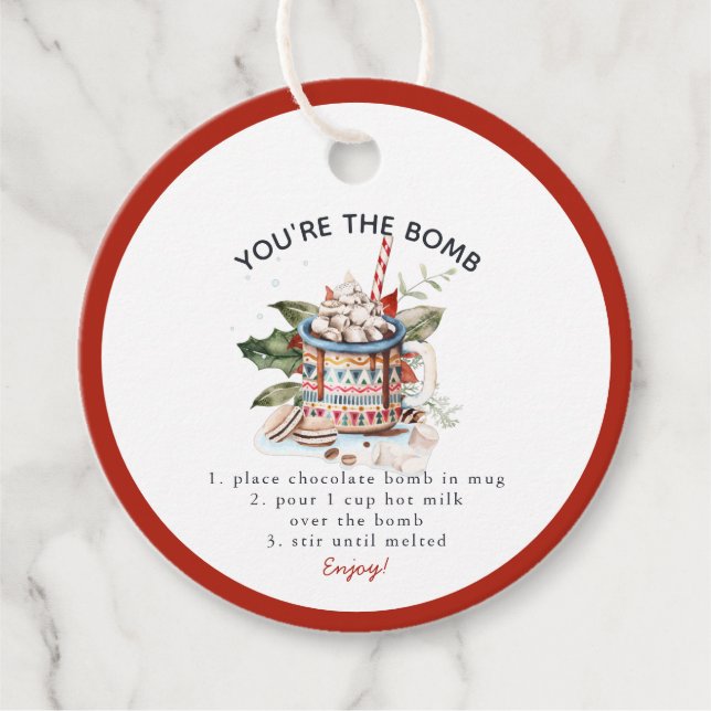 Klassisk Hett Chocolate Bomb jul Gåvor Etiketter (Framsida)