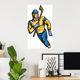 Klassisk hockeyspelare Retro Atletisk Sport Poster