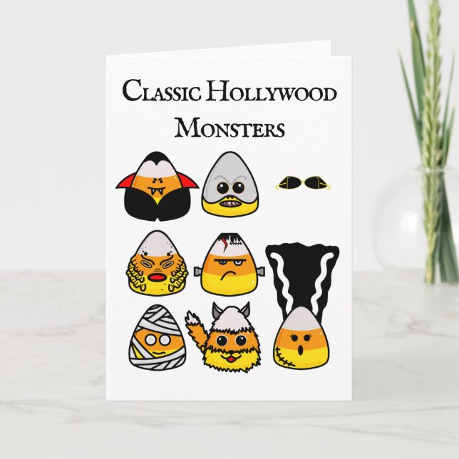 Klassisk Hollywood-monster Godis Corn Holiday Card Helgkort (Framsida)
