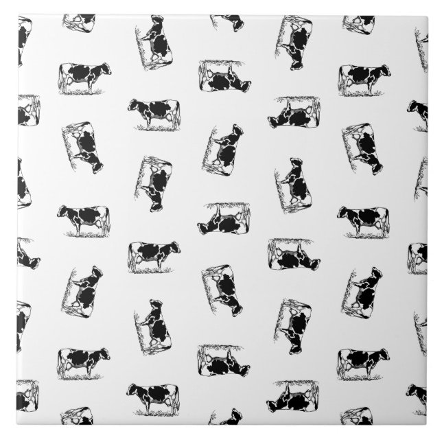 Klassisk Holstein Cows Art ANPASSNINGSBAR BAKGRUND Kakelplatta (Framsidan)