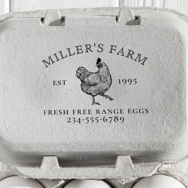 Klassisk hönsägg Frimärke med gården Namn Stämpel (Rubber Stamp Mock-up)