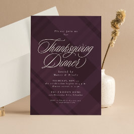 Klassisk höst purpur randig Thanksgiving Middag Inbjudningar