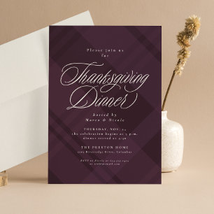 Klassisk höst purpur randig Thanksgiving Middag Inbjudningar