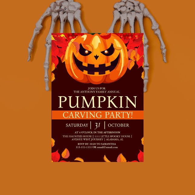 Klassisk Höstlöv Pumpa Utskärning Party  Inbjudningar (Skapare uppladdad)