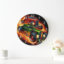 Klassisk hot rod-tävla genom fibrillor stor klocka