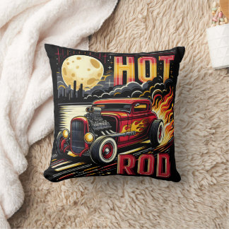 Klassisk hot rod-tävla under fullt måne på natten kudde