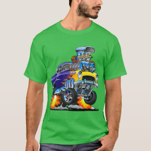 Klassisk hotrod Muscle Car Flames Big Engine T Shirt
