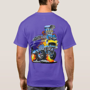 Klassisk hotrod Muscle Car Flames Big Engine T Shirt