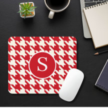 Klassisk Houndstooth Cherry Red & White Monogram