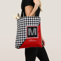 Klassisk Houndstooth Monogram i Red Black White
