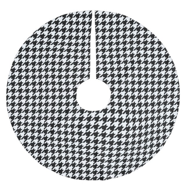 Klassisk houndstooth mönster Dogstooth checkdesign Julgransmatta Borstad Polyester (Framsidan)