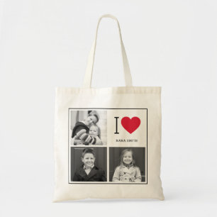 Klassisk I Heart Photo Collage Anpassningsbar Tote Tygkasse
