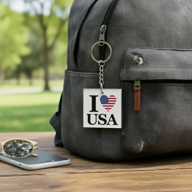 Klassisk "I ❤️ USA" Påstående-nyckelkedja (Classic "I ❤️ USA" Statement Keychain)
