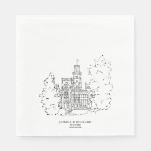 Klassisk illustration av Chateau Chateau i Hand pl Pappersservett