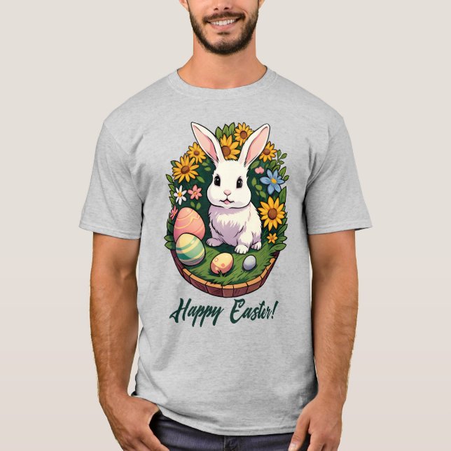 Klassisk illustration av påskharen. Glad påsk! T Shirt (Framsida)