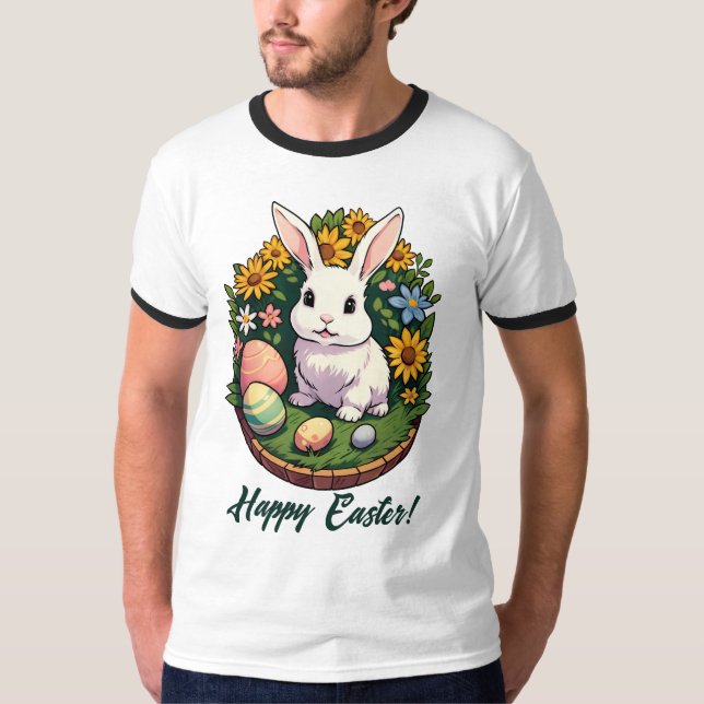 Klassisk illustration av påskharen. Glad påsk! T Shirt (Framsida)
