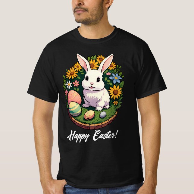 Klassisk illustration av påskharen. Glad påsk! T Shirt (Framsida)