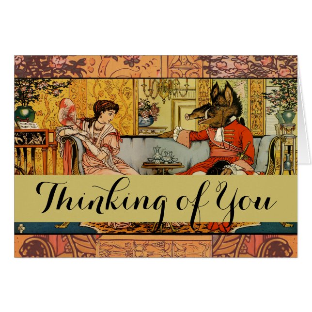 Klassisk illustration av skönhetsbilder i Beast Hälsningskort (Framsidan Horizontal)