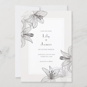Klassisk Illustrerad Blommig Liljor Spara datum Inbjudningar