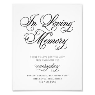 Klassisk In Loving Memory Sign Fototryck