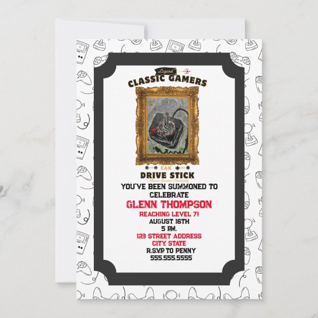 Klassisk inbjudan för spelare med groovy vision (Framsida)