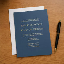 Klassisk inbjudan till Blåbröllop Forever love