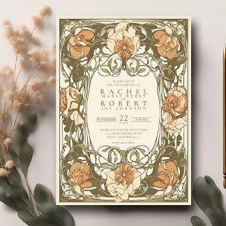 Klassisk inbjudan till bröllop i Blommigten Art no