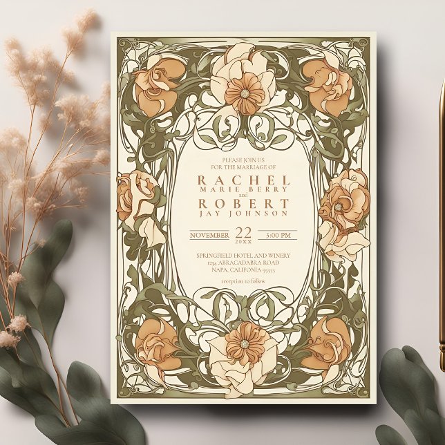 Klassisk inbjudan till bröllop i Blommigten Art no (Skapare uppladdad)