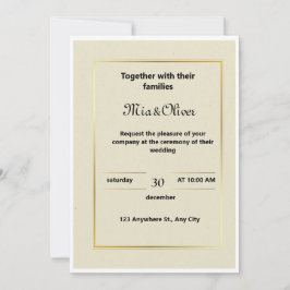 Klassisk inbjudan till bröllopsinbjudan Guld Gräns