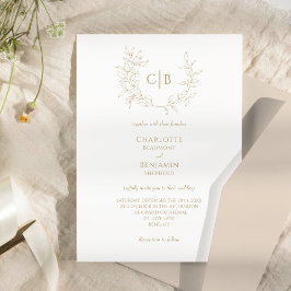 Klassisk inbjudan till bröllopsutlysning i Guld Gr