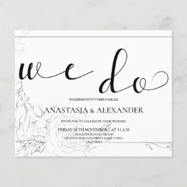 Klassisk inbjudan till budgetbröllop. flygblad