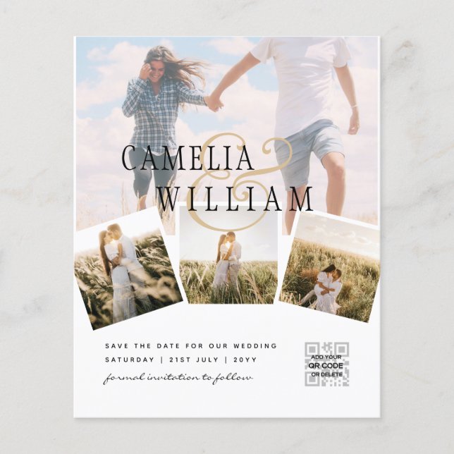 Klassisk inbjudan till budgetfotobröllop - klassis flygblad (Framsidan)