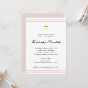 Klassisk inbjudan till Gold Foil Girls Baptism-sam