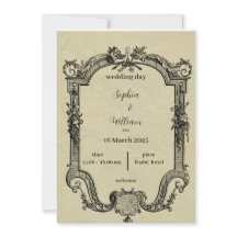 Klassisk inbjudan till Grönt och svartbröllop