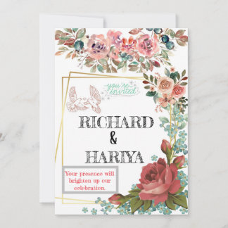 Klassisk inbjudan till guldfotnotsbröllop | Formel