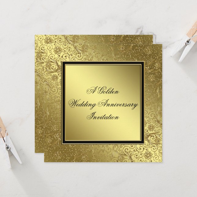 Klassisk inbjudan till gyllene bröllopsjubileum (Fram/Back In Situ)