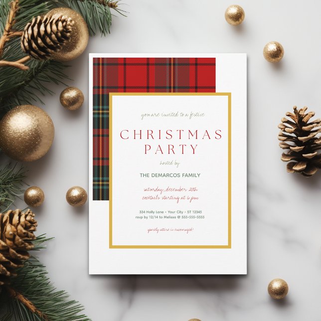 Klassisk inbjudan till julfest (Classic Plaid Christmas Party Invitation
)