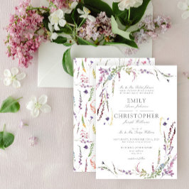 Klassisk inbjudan till Lila Wildblombröllop