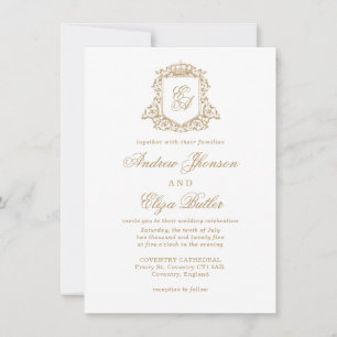 Klassisk inbjudan till Royal Monogram-bröllop i Gu