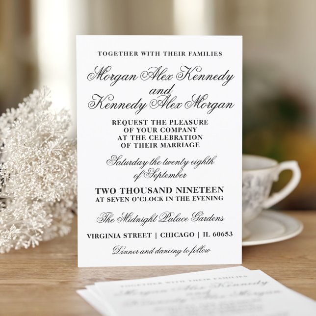 Klassisk inbjudan till svartvitt bröllop (A classic wedding invitation waiting for you to add your wedding celebration details. )
