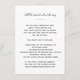 Klassisk information om elegant tilläggskort