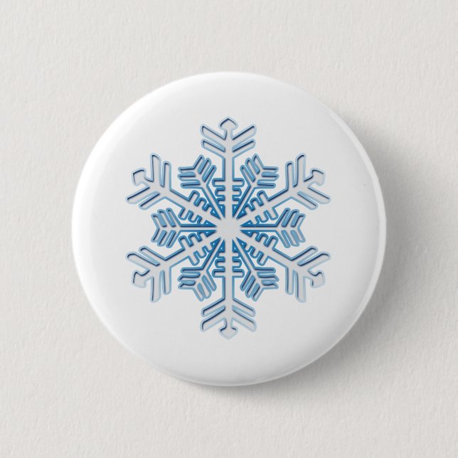 Klassisk isblå vinter jul snöflinga knapp (Framsida)