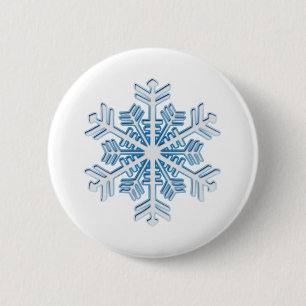Klassisk isblå vinter jul snöflinga knapp
