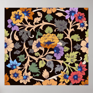 Klassisk islamisk: Blommigt Sömlös ornament Poster