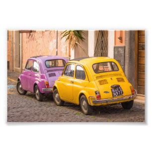 Klassisk italiensk Fiat 500-bil i Rom-Italien Fototryck