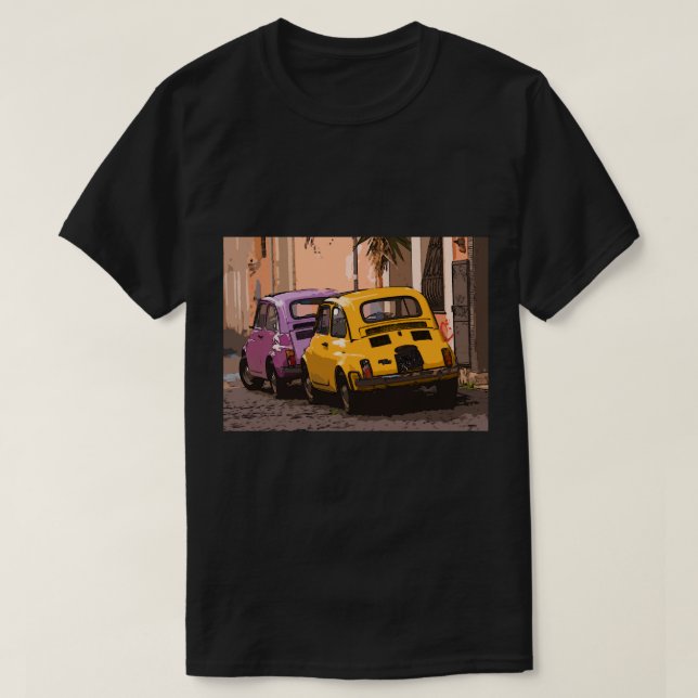 Klassisk italiensk Fiat 500-bil i Rom-Italien T Shirt (Design framsida)