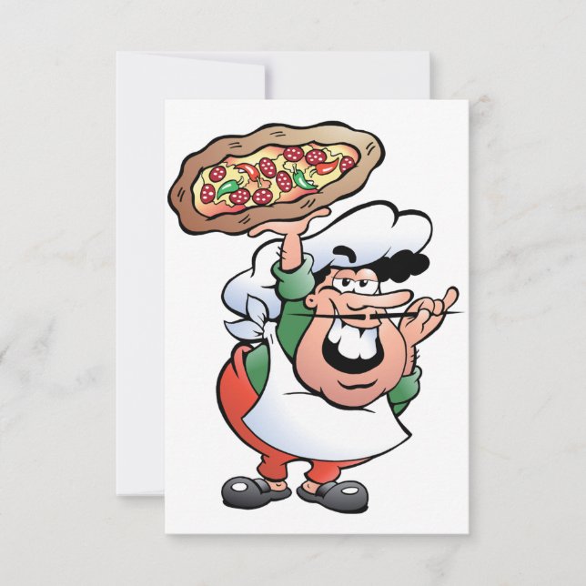 Klassisk italiensk pizzakocktecknad inbjudningar (Framsida)