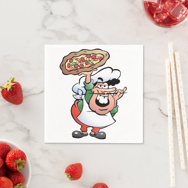 Klassisk italiensk pizzakocktecknad pappersservett (Skapare uppladdad)