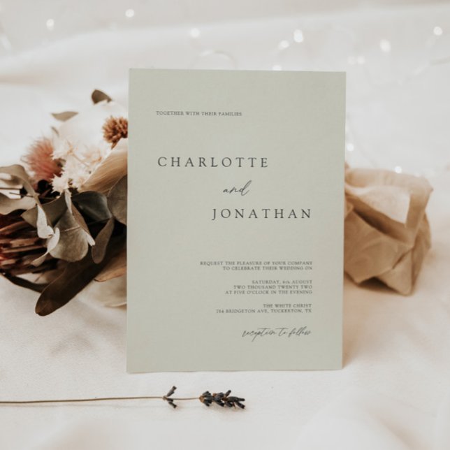 Klassisk ivoriansk Elegant Kalligrafi Bröllop Inbjudningar (Skapare uppladdad)