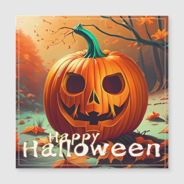 Klassisk Jack-o-Lantern höstscen i skog (Framsida)